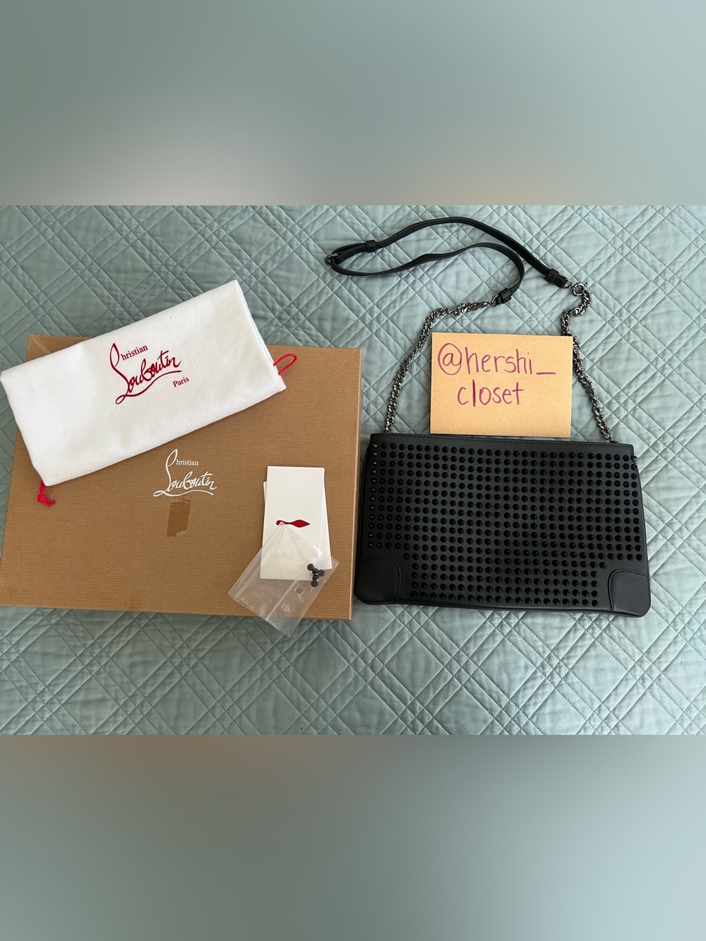 Christian Louboutin Loubiposh Crossbody Bag Black Spikes